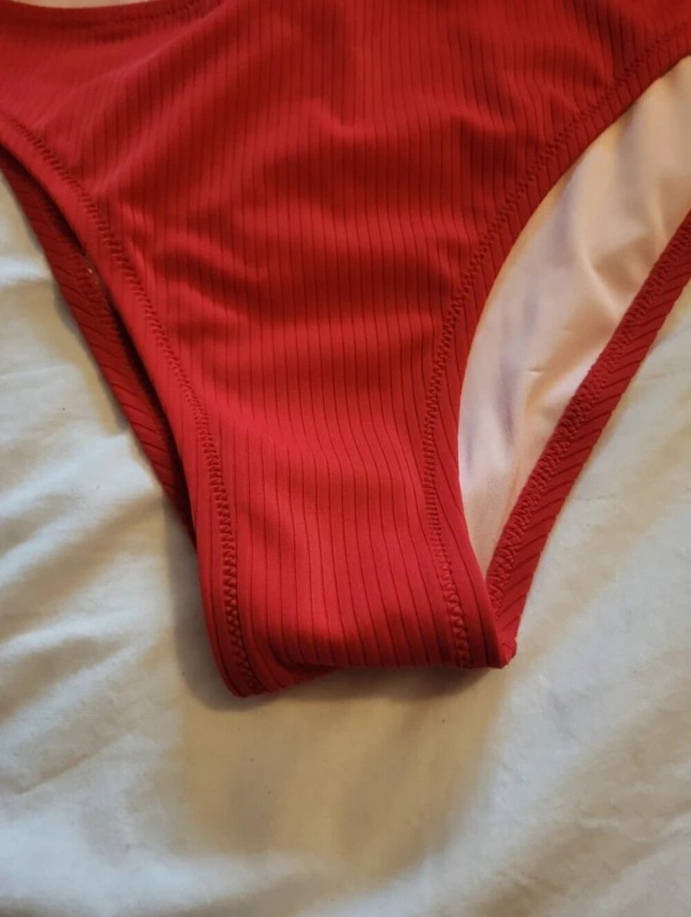 Shade & Shore Scarlet Ribbed Triangle Bikini Set - Picture 4 of 5